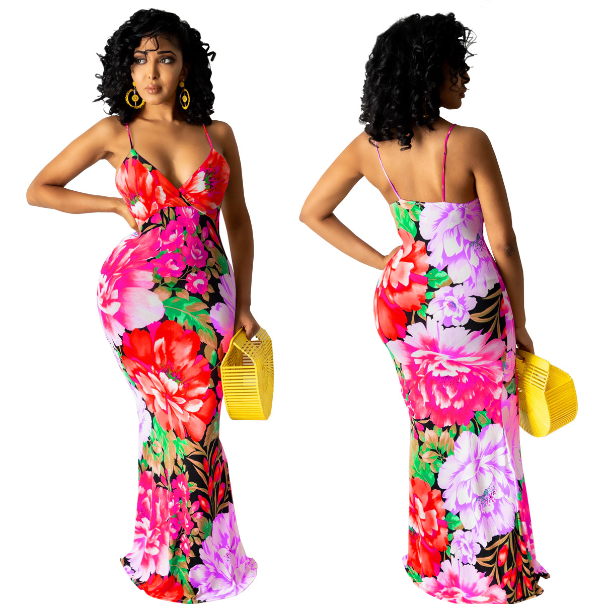 TR Summer Sleeveless Casual Dress Bodycon Floral Printed Sleeveless Summer