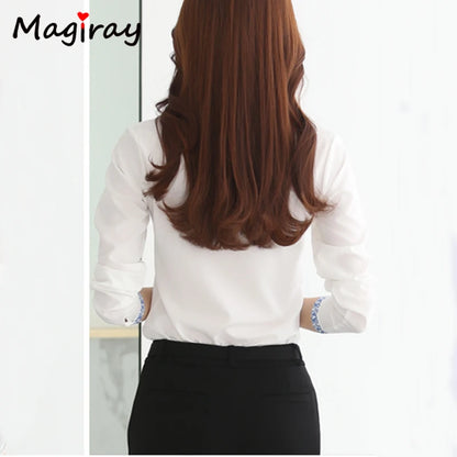 Long Sleeve Blue Butterfly Flower Print Blouse
