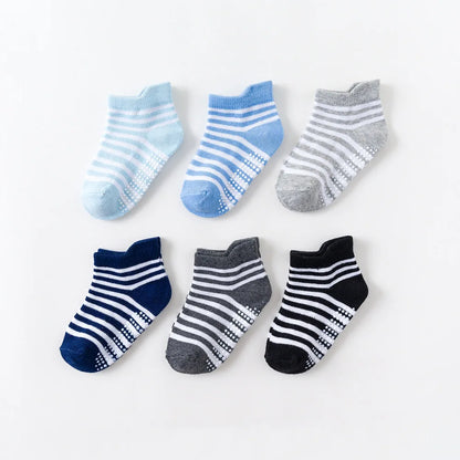 6 Pairs/Lot 0 to 6 Yrs - Low Cut Floor Kid Sock With Rubber Grips Four Season