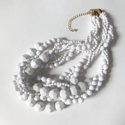 New Fashion Choker Statement Braided Acrylic Beaded Necklace for Women Short Jewelry for Women Party