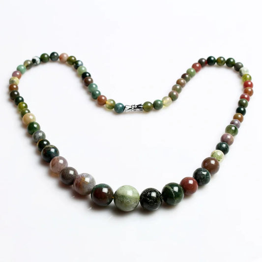 Indian Onyx Nature Stone Necklace for Women 6/8/10/12/14mm Quartz Semi-Precious Stone Beaded Necklace,Party Gift