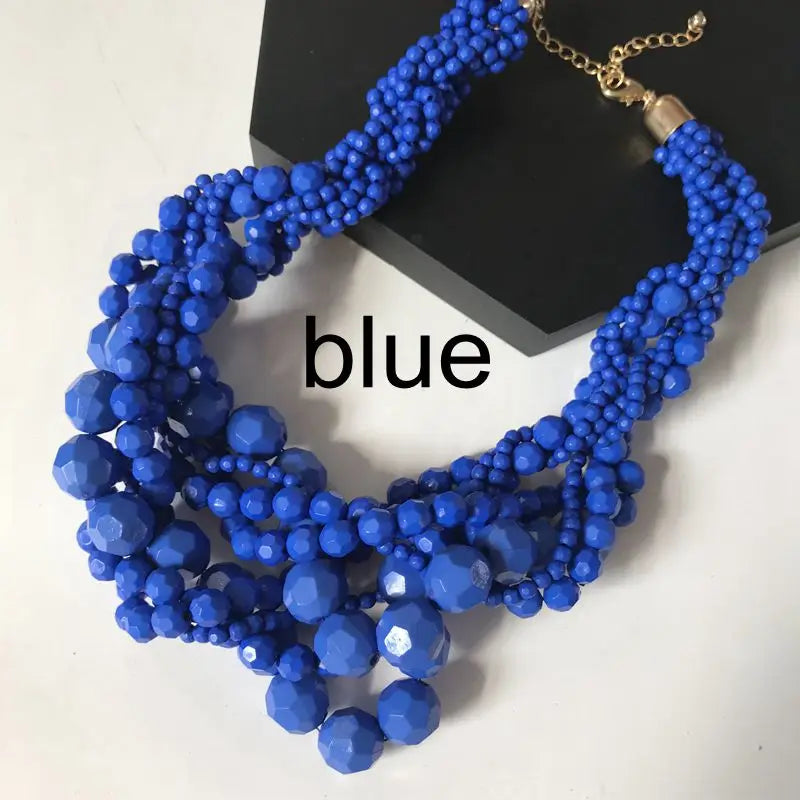 New Fashion Choker Statement Braided Acrylic Beaded Necklace for Women Short Jewelry for Women Party
