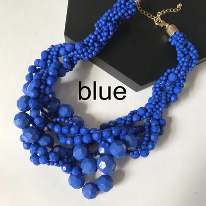 New Fashion Choker Statement Braided Acrylic Beaded Necklace for Women Short Jewelry for Women Party