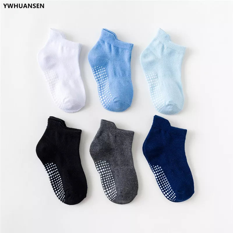 6 Pairs/Lot 0 to 6 Yrs - Low Cut Floor Kid Sock With Rubber Grips Four Season