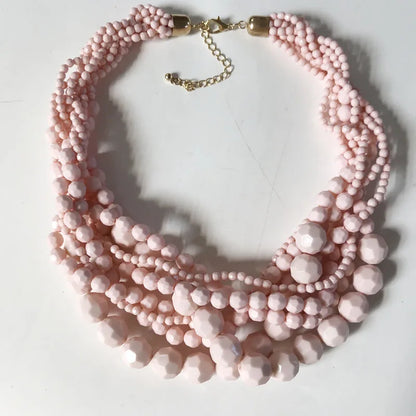 New Fashion Choker Statement Braided Acrylic Beaded Necklace for Women Short Jewelry for Women Party