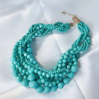 New Fashion Choker Statement Braided Acrylic Beaded Necklace for Women Short Jewelry for Women Party