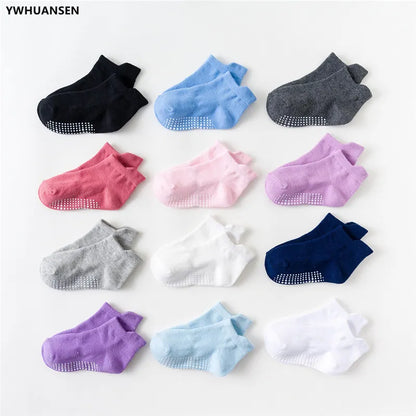 6 Pairs/Lot 0 to 6 Yrs - Low Cut Floor Kid Sock With Rubber Grips Four Season