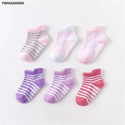 6 Pairs/Lot 0 to 6 Yrs - Low Cut Floor Kid Sock With Rubber Grips Four Season