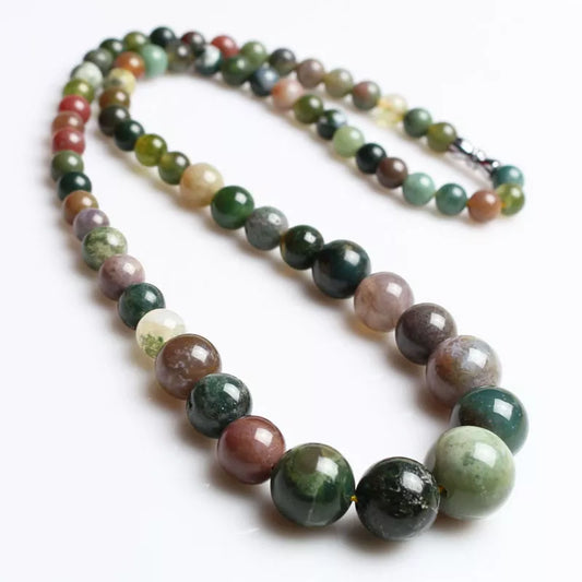 Indian Onyx Nature Stone Necklace for Women 6/8/10/12/14mm Quartz Semi-Precious Stone Beaded Necklace,Party Gift