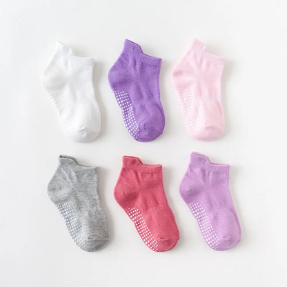 6 Pairs/Lot 0 to 6 Yrs - Low Cut Floor Kid Sock With Rubber Grips Four Season