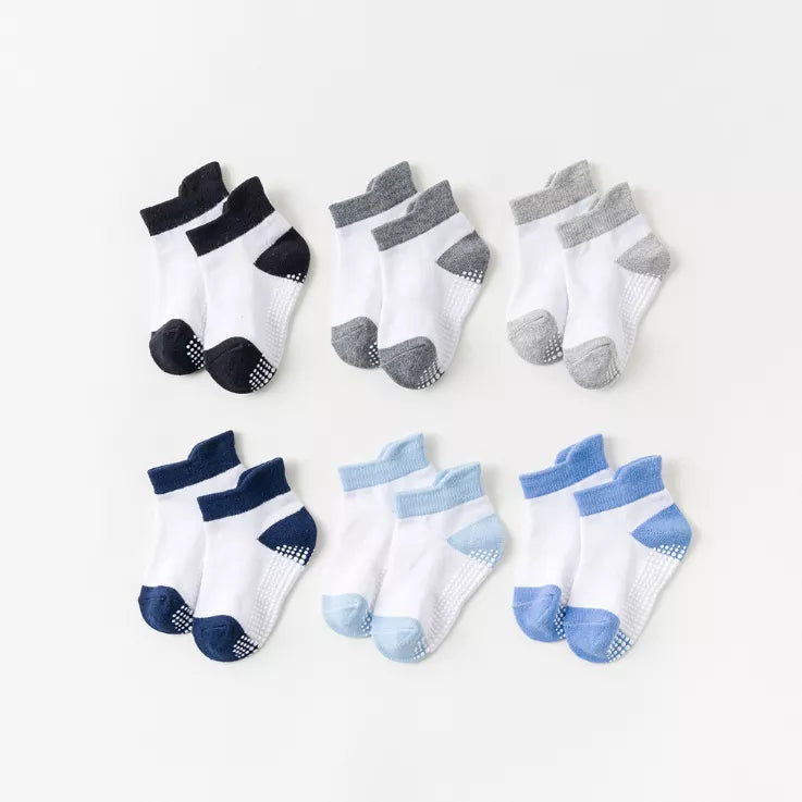 6 Pairs/Lot 0 to 6 Yrs - Low Cut Floor Kid Sock With Rubber Grips Four Season