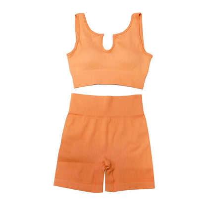 90% Nylon Elastic Sportswear Athletic Workout Set Women Bra Shorts Active Wear