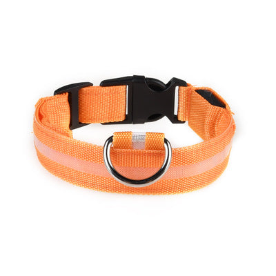 Nylon LED Pet Dog Collar,Night Safety Flashing Glow in the Dark Dog Leash