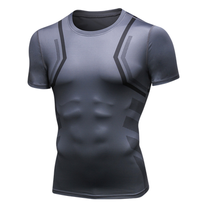 Mens Tights Sports Shirts Athletic Training Dry Fit Muscle Fit T Shirt  Fitness