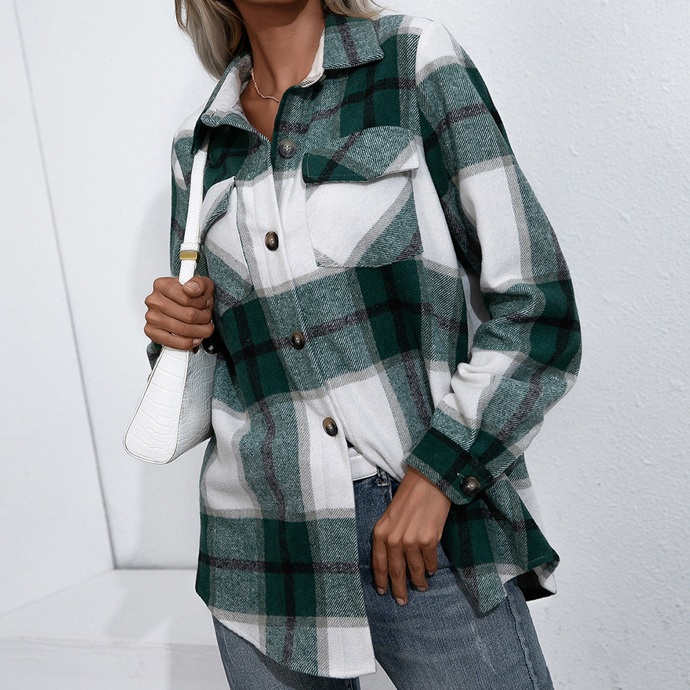 Long Shirts Button Down Plaid Blouse