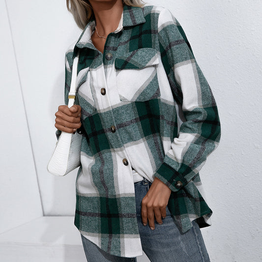 Long Shirts Button Down Plaid Blouse