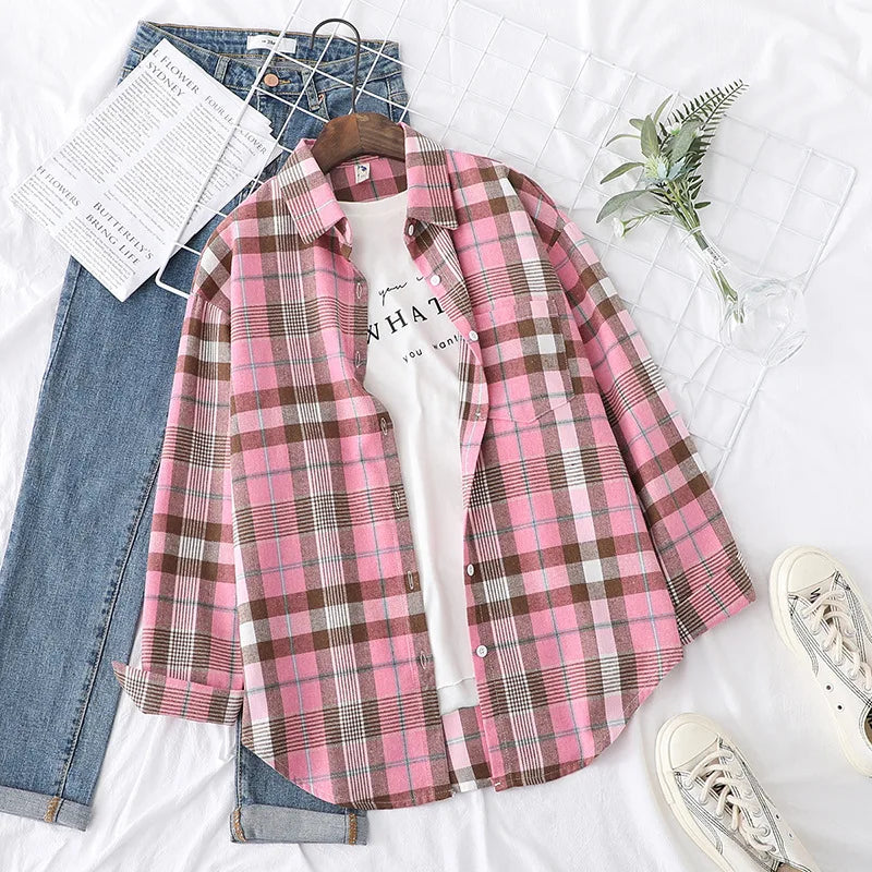 Ladies Tops Exquisite Designer Style Loose Cotton Long Sleeve Blouse