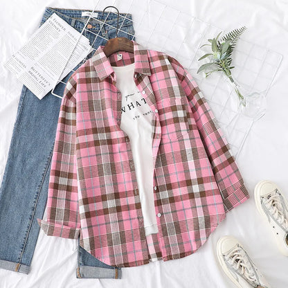 Ladies Tops Exquisite Designer Style Loose Cotton Long Sleeve Blouse