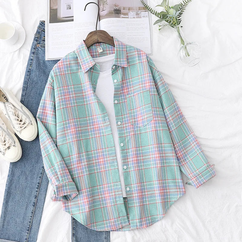 Ladies Tops Exquisite Designer Style Loose Cotton Long Sleeve Blouse