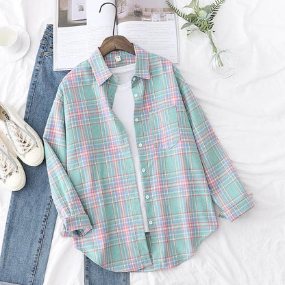 Ladies Tops Exquisite Designer Style Loose Cotton Long Sleeve Blouse