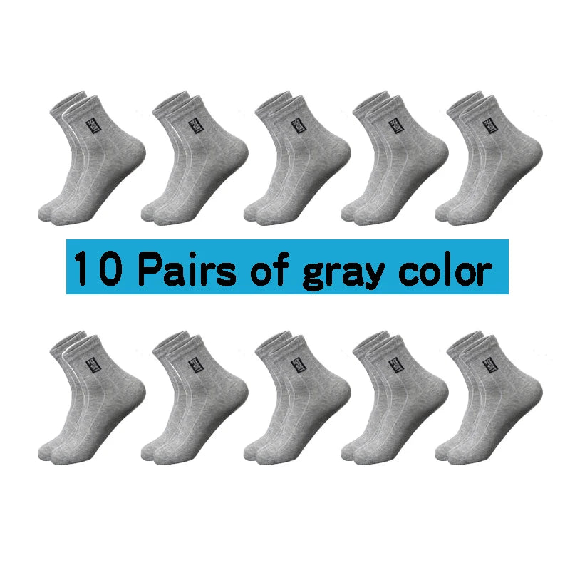 10Pairs High Quality Men Socks Cotton Breathable Sweat-Absorbent Black Socks