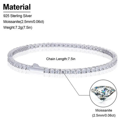 Factory Price Diamond 2mm 2.5mm Tennis Chain 925 Silver