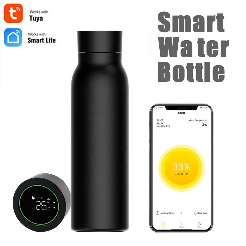 Smart Water Bottle Drink Reminder Temperature Waterproof Double Wainless Steel