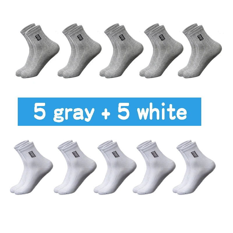 10Pairs High Quality Men Socks Cotton Breathable Sweat-Absorbent Black Socks