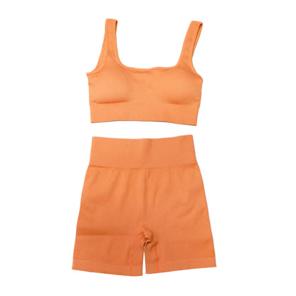 90% Nylon Elastic Sportswear Athletic Workout Set Women Bra Shorts Active Wear