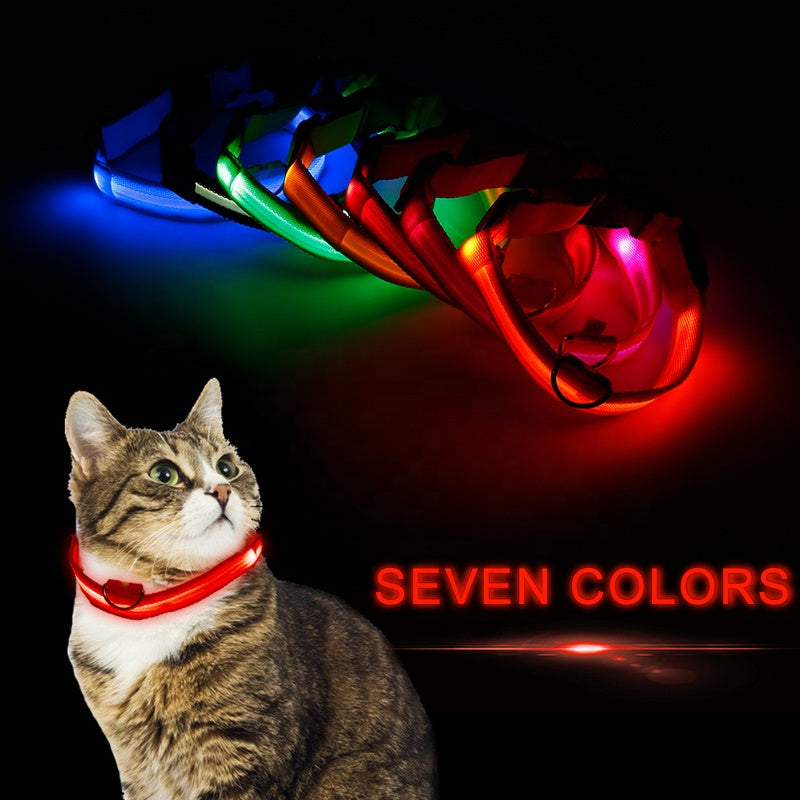 Nylon LED Pet Dog Collar,Night Safety Flashing Glow in the Dark Dog Leash