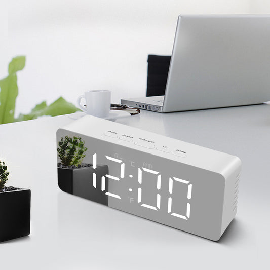 USB Cable/Battery Digital LED Mirror Alarm Clock Electronic 6 Inch Speaker clock
