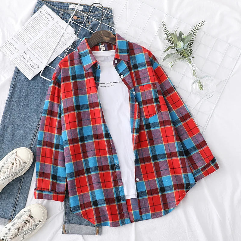 Ladies Tops Exquisite Designer Style Loose Cotton Long Sleeve Blouse