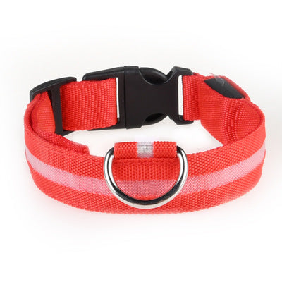 Nylon LED Pet Dog Collar,Night Safety Flashing Glow in the Dark Dog Leash