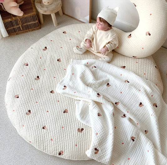 Customized 100% Cotton Washable Padded Baby Play Floor Mat Infant 3cm thick