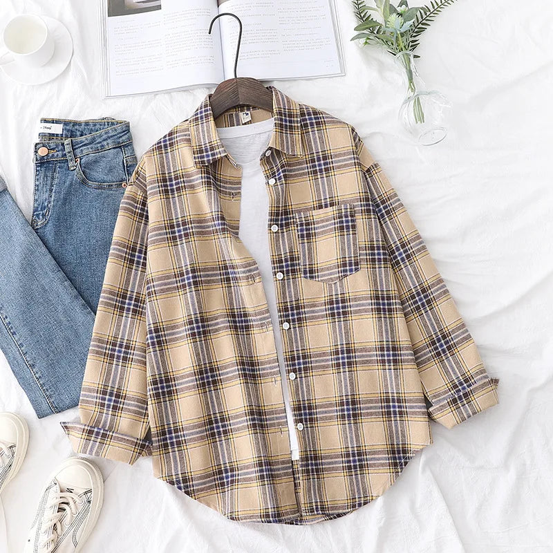 Ladies Tops Exquisite Designer Style Loose Cotton Long Sleeve Blouse
