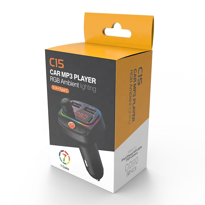 New Colorful Atmosphere Light Car Charger Multifunction Fm Bluetooth Transmitter