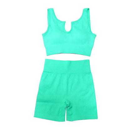 90% Nylon Elastic Sportswear Athletic Workout Set Women Bra Shorts Active Wear