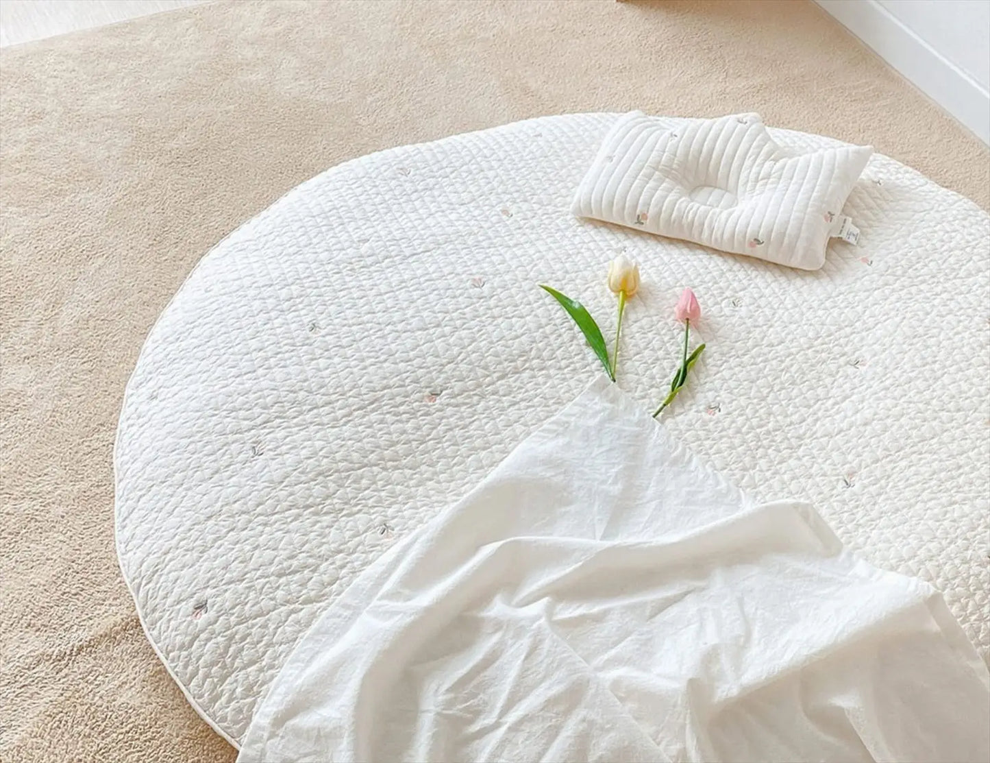 Customized 100% Cotton Washable Padded Baby Play Floor Mat Infant 3cm thick
