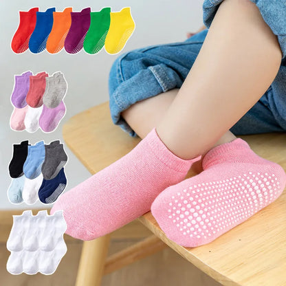 6 Pairs/Lot 0 to 6 Yrs - Low Cut Floor Kid Sock With Rubber Grips Four Season