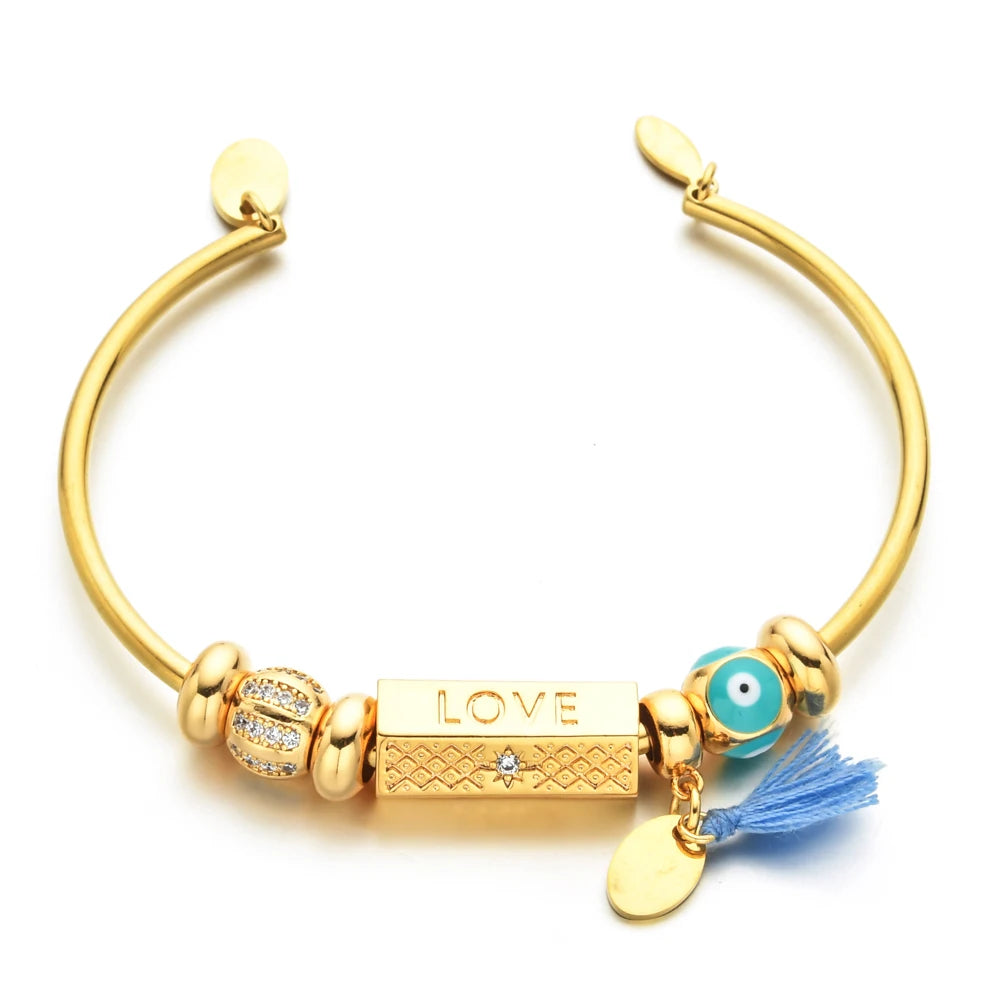 Hand Cuff - Turkish Evil Eye Bangle Bracelet for Women Gifts