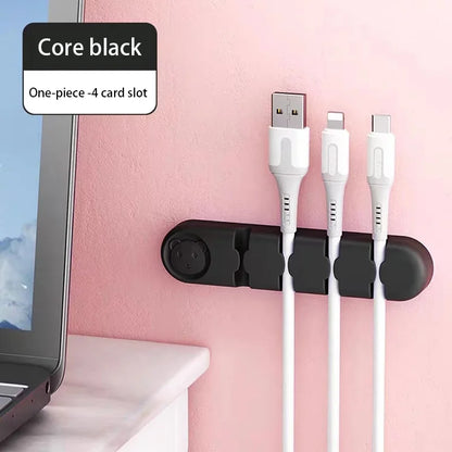 Desktop Cable Organizer Storage Charging Cable Holder Soft Silicone Hub. 4 Holes