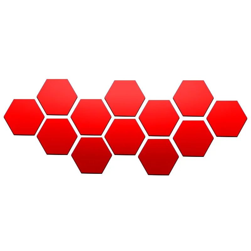 6/12pcs 3D Hexagon Mirror Wall Sticker Rose Gold DIY Room Stickers Wall Decor