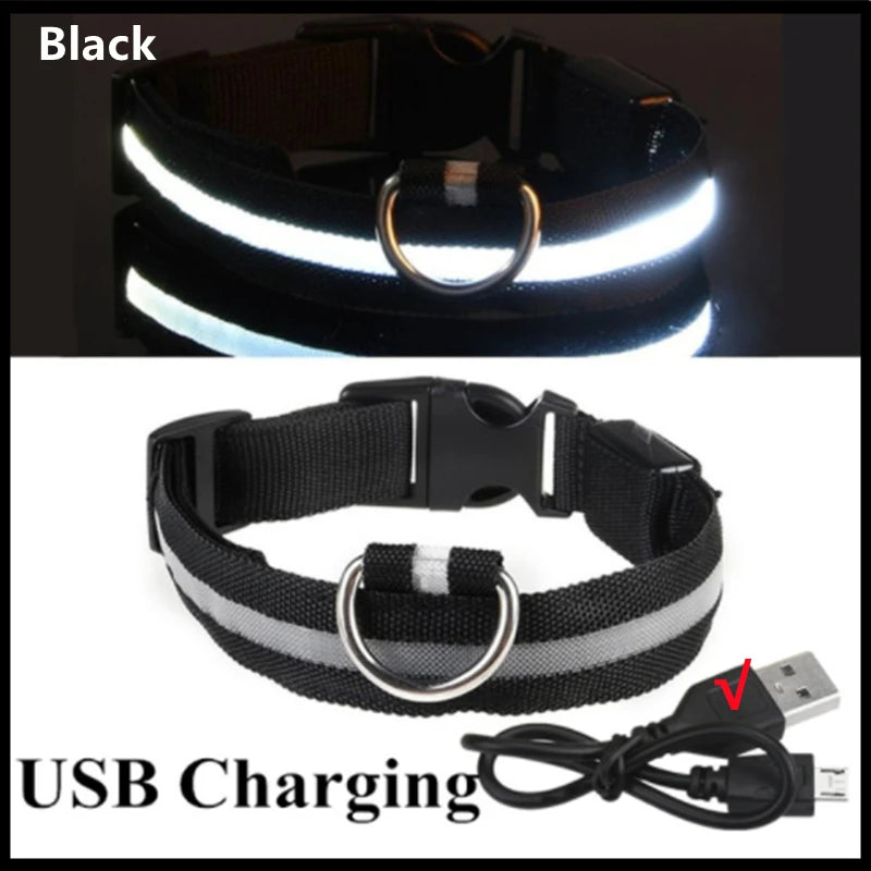 USB Rechargeable Luminous Collar Led Glowing Collar for Dogs & Cats