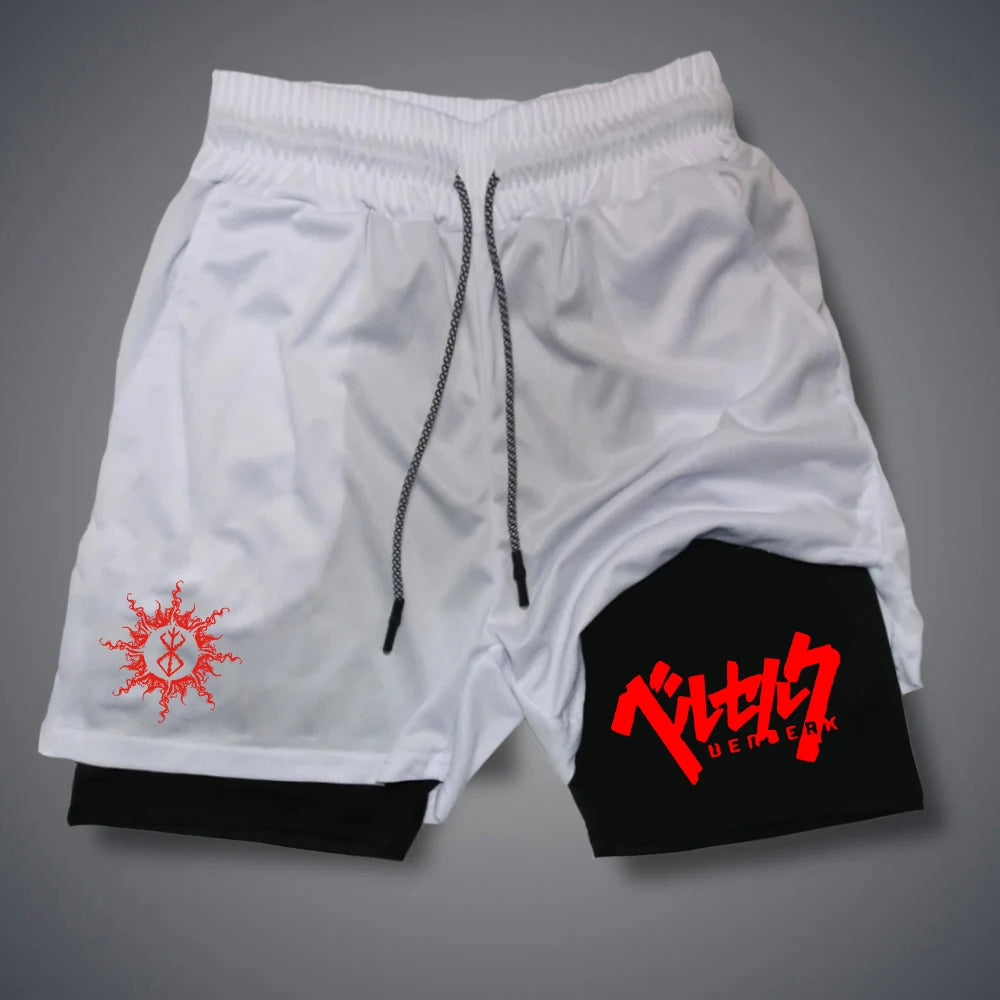 2 in 1 Compression Shorts for Men With Phone Pockets Quick Dry Activewear