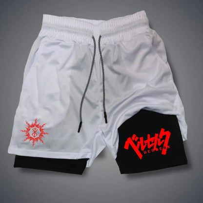 2 in 1 Compression Shorts for Men With Phone Pockets Quick Dry Activewear