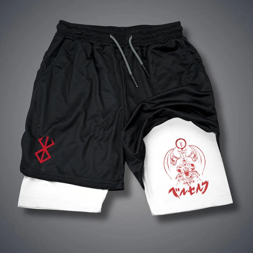 2 in 1 Compression Shorts for Men With Phone Pockets Quick Dry Activewear