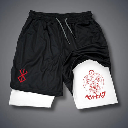 2 in 1 Compression Shorts for Men With Phone Pockets Quick Dry Activewear
