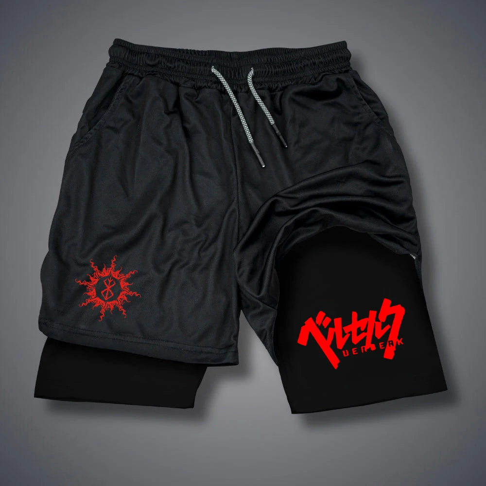 2 in 1 Compression Shorts for Men With Phone Pockets Quick Dry Activewear