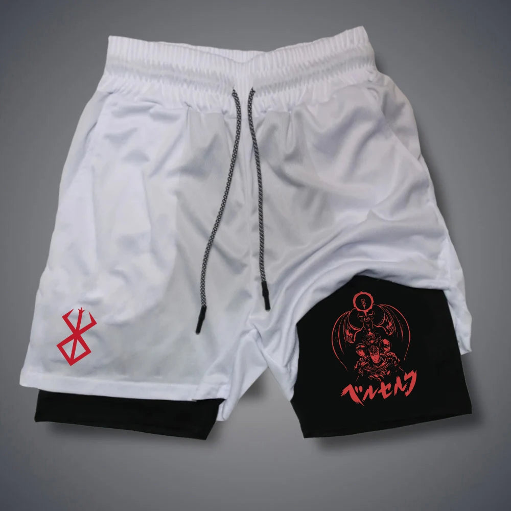 2 in 1 Compression Shorts for Men With Phone Pockets Quick Dry Activewear