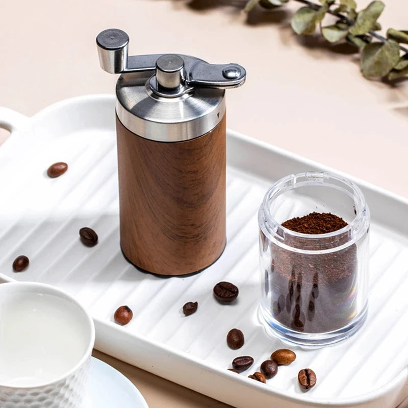Coffee Bean Grinder Portable Wood Grain Stainless Steel